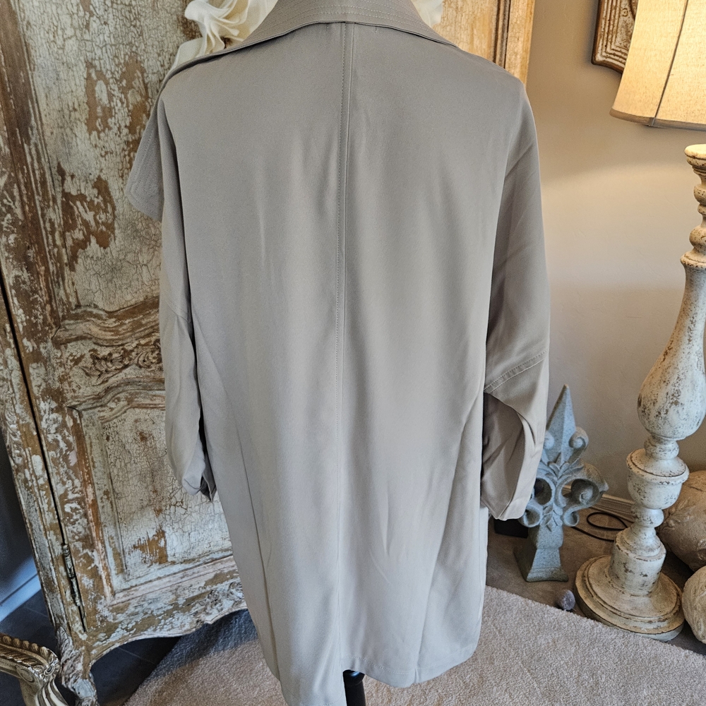 Max Studio Taupe Drape Front Trench Coat - Picture 3 of 11